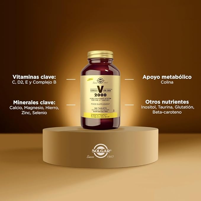 Solgar Formula VM-2000 (Multinutrient System), 180 Tablets - Premium Quality Multiple - Contains Zinc - Supports A Healthy Immune System - Vegan, Dairy Free, Kosher - 90 Servings
