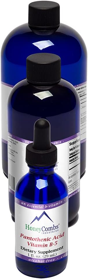 HoneyCombs Vitamin B5 Liquid Drops Pantothenic Acid 500% DV Liquid B5 Supplement Vegan Vitamin B Complex Liquid Fast Absorbing Vitamin Drops Daily Nutritional Support for Adults (16 Fl oz)