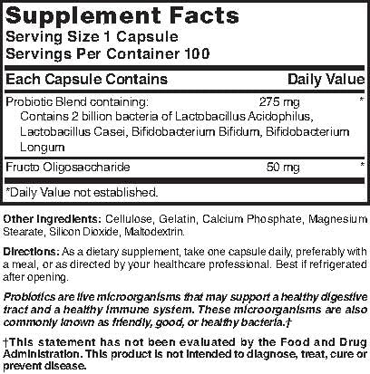 Nature's Blend Probiotic Blend 2 Million Cfu 100 Caps, White