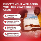Red Yeast Rice with CoQ10 Supplement - Advanced Healthy Heart & Healthy Cholesterol Levels Formula for Men & Women - Red Yeast Rice Capsules with 1200mg per Serving and CoQ10-60 Count