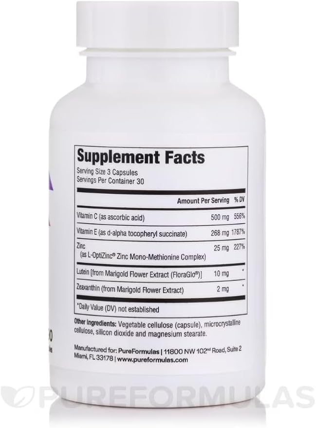 PureFormulas Pure Eye Support | Lutein and Zeaxanthin Supplement - 90 Vegetarian Capsules, 3-Pack