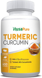 NusaPure Turmeric Curcumin 600 mg 60 Capsules Turmeric 95% Curcuminoids Dietary Supplement