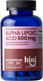 HINI Alpha Lipoic Acid 600 mg, Extra Strength ALA Antioxidant Support Supplement, High Potency Daily Wellness Formula, Easy-to-Swallow Capsules, 120 Count, 4-Month Supply for Men & Women