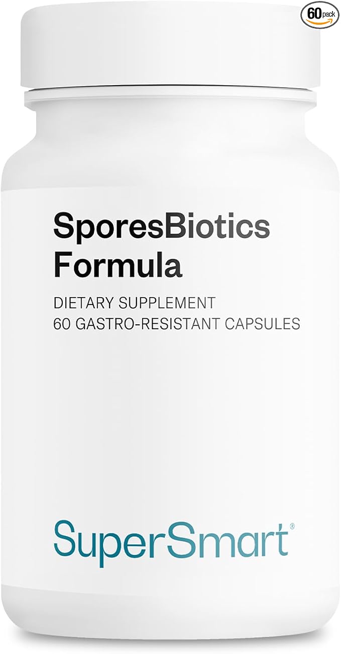 SuperSmart SporesBiotics Formula (Advanced Complex) - 3-in-1 Spore-Based Probiotics with Bacillus Clausii, Subtilis, Coagulans | Gluten Free & Vegetarian - 60 Gastro-Resistant Capsules