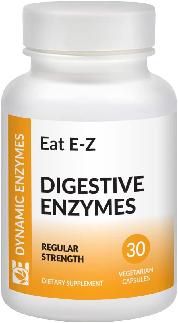 Eat E-Z Digestive Enzymes – Broad-Spectrum Enzyme Blend for Proteins, Carbohydrates, Fats, Dairy & Fiber – Supports Digestive Comfort & Occasional Bloating – 30 Capsules