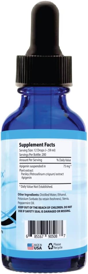 Absonutrix Apigenin 75 mg per Serving, 4 Fl Oz Bottle, 200 Potent Servings, Made in USA, Quick Absorption, Quality Potent Ingredients, Non-GMO, GMP Certified Facility, Cruelty-Free Products