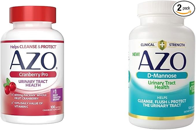 AZO Cranberry Pro Urinary Tract Health Supplement 600mg PACRAN, 1 Serving = More Than 1 Glass of Cranberry Juice 100 CT + D Mannose Urinary Tract Health, Cleanse, Flush & Protect The Urinary Tract 120