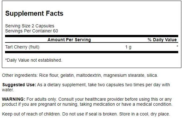 Swanson Tart Cherry Joint Health Support Antioxidant Support 500 Milligrams 120 Capsules