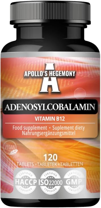 APOLLO'S HEGEMONY Adenosylcobalamin 120 Tablets - Optimal Bioavailable Vitamin B12 for Enhanced Energy Metabolism - 480 Servings - Diet Supplement