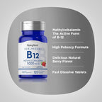 Piping Rock Vitamin B12 1000 mcg Sublingual | 120 Tablets | as Methylcobalamin | Berry Flavor | Vegetarian, Non-GMO, Gluten Free Supplement
