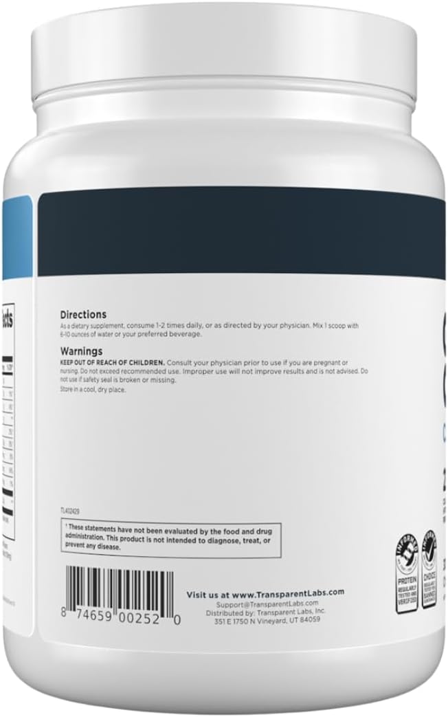 Transparent Labs Grass-Fed Collagen Peptides Powder - Chocolate Collagen Powder for Men & Women, 22G Grassfed Bovine Hydrolyzed Collagen Peptides for Skin, Hair, Bones & Muscle Recovery - 30 Servings