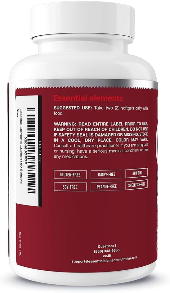 Essential Elements Omega-3 Fish Oil Supplement with EPA & DHA | Fatty Acids for Immune, Heart & Cognitive Support | Omega-3 Fish Oil 120 Softgels (2-Pack)
