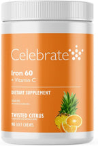 Celebrate Vitamins Iron Supplement with 60mg Iron & Vitamin C – Citrus Chewables for Bariatric Patients, Gastric Bypass & Sleeve Gastrectomy Support – 30 Tablets for Post-Surgery Health Maintenance