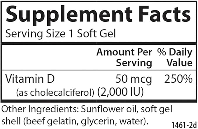 Carlson - Vitamin D3, 2000 IU (50 mcg), Immune Support, Bone Health, Muscle Health, Cholecalciferol, Vitamin D Supplements, Vitamin D3 Soft Gels, 120 Softgels