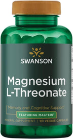 Swanson Magnesium L-Threonate Brain and Cognitive Health Supplement for Professionals Seeking Mental Clarity - 96 mg Magnesium per Serving (90 Vegan Capsules)