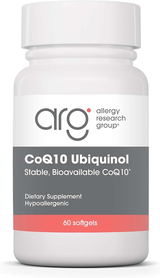 Allergy Research Group CoQ10 Ubiquinol - Delivers 100 mg CoQ10 - Supports Cellular Energy Production, Antioxidant Activity & Heart Wellness - 60 Servings - 60 Vegetarian Capsules