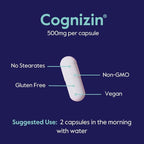 BESTVITE Cognizin Citicoline 500mg (180 Vegetarian Capsules) (60x3) - Clinically Studied Premium Choline Nootropic - No Stearates - Vegan - Gluten Free - Brain Supplements for Memory and Focus