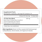 Pattern Wellness Maca Root Extract 20:1 (10,000 mg Equivalent) – for Men & Women – Tri-Color Black/Red/Yellow Blend – 60 Vegan, Non-GMO Capsules