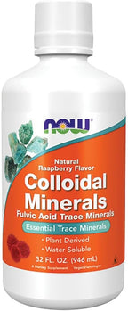 NOW Foods Supplements, Colloidal Minerals Liquid, Plant Derived, Essential Trace Minerals, Raspberry, 32-Ounce