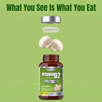 Vegan Whole Food Vitamin D, 2000 IU (50 mcg), D2, Two Ingredients (Organic Whole Mushroom and Organic Vegan Capsule), Non-GMO, Third Party Tested, 60 Day Supply
