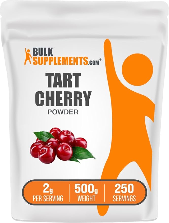 BulkSupplements.com Tart Cherry Powder - Fruit Powder, Tart Cherry Supplements - Antioxidant Source, Gluten Free & No Added Sugar, 2g per Serving, 500g (1.1 lbs) (Pack of 1)