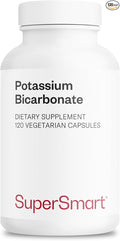 Supersmart - Potassium Bicarbonate 5400mg per Day (High Dose) - Electrolyte Mineral - Acid-Base Balance pH - Heart, Muscle & Nerve Health | Non-GMO & Gluten Free - 120 Vegetarian Capsules