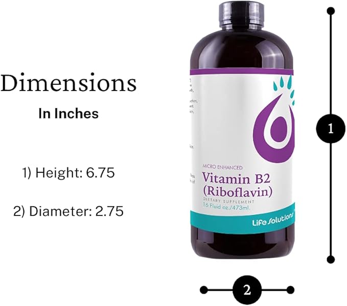 Life Solutions Vitamin B2 - Liquid Dietary Supplement with 50mg Riboflavin Per Serving - Highly Bioavailable, Pharmacist Formulated, Rapid-Sorb Technology for Efficient Nutrient Absorption - 16 fl oz