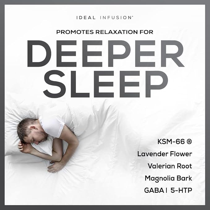 Ideal Infusion Nighttime Muscle Recovery & Deep Sleep Supplement: Stress Support and Hormone Balance - Zinc + Magnesium Glycinate, Ashwagandha KSM-66 - Melatonin-Free (90 Capsules)