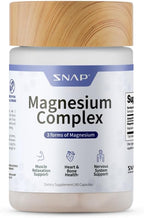 Snap Triple Magnesium Complex for Women & Men for Sleep & Muscle Support – 400mg, 3-in-1 Magnesium Supplement – Bisglycinate, Citrate & Oxide – Chelated for High-Absorption, 60 Vegetarian Capsules