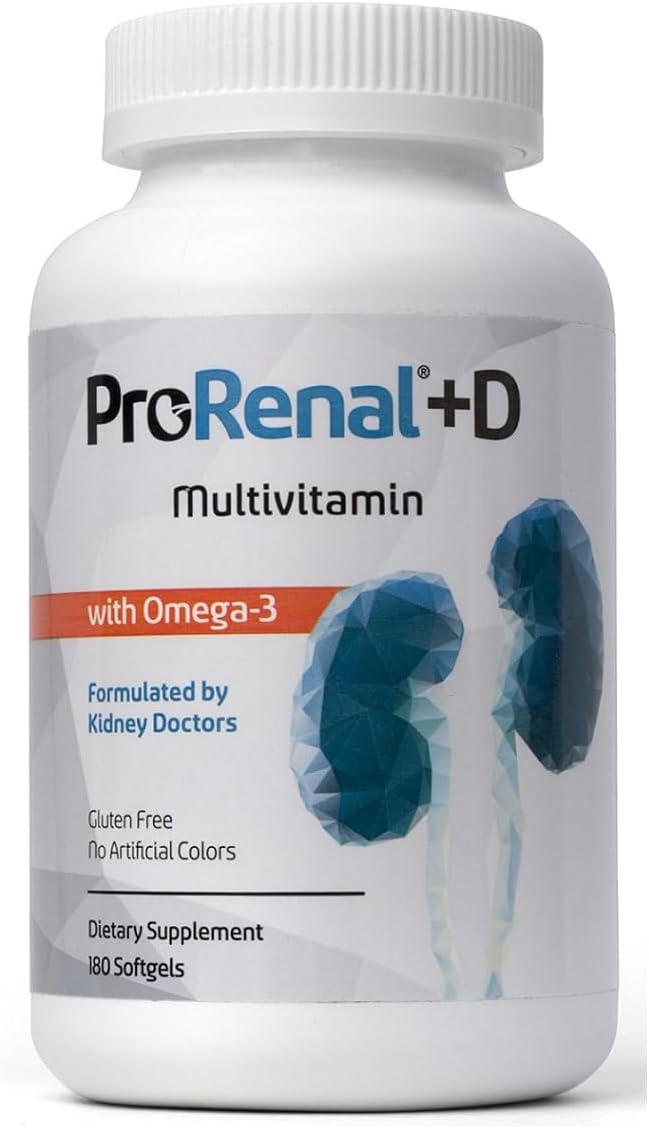 ProRenal+D with Omega-3 Fish Oil Kidney Multivitamin 180 Softgels, 90-Day Supply