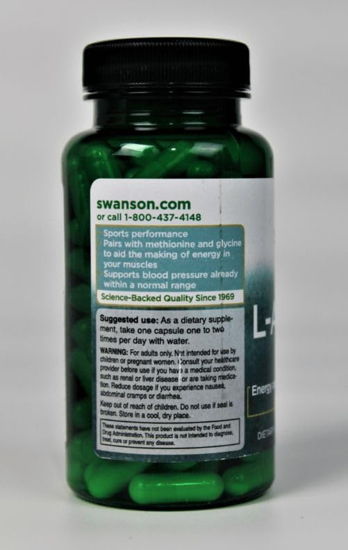 Swanson Amino Acid L-Arginine 500 Milligrams 100 Capsules