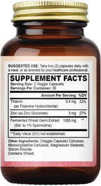 Advanced Spermidine Supplement, Fermented Wheat Germ Extract with Zinc & Vitamin B1, Cellular Health Support, Vegan Capsules, 60 Count