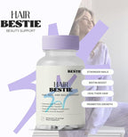 Biohacking Bestie Hair Bestie for Women & Men - Hair Growth Supplement with Biotin, Collagen, Vitamin B5, & Keratin, Support for Skin Health & Nails - 60 Capsules