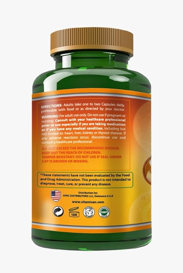 VITAMISAN Liposomal Vitamin C - 100 Capsules - High Absorption Ascorbic Acid - May Support Immune System & Collagen Reinforcement no GMO Powerful Antioxidant