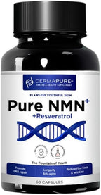 Dermapure NMN+ Supplement 4-in-1 – Support Youthful Skin, Longevity Anti-Aging, Reduces Fine Lines & Wrinkles, Supports NAD+ Levels, GMP Certified & FDA Registered – 60 Capsules (1 Pack)