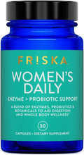 FRISKA Women’s Daily Digestive Enzyme and Probiotics Supplement, Advanced Natural Support for Female Digestive Health, Fights Bloating, Eases Digestion, Supports Nutrient Absorption, 30 Capsules