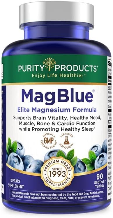 Purity Products MagBlue - Magnesium Bisglycinate Buffered & More - 90 Tablets