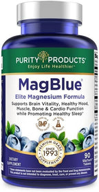 Purity Products MagBlue - Magnesium Bisglycinate Buffered & More - 90 Tablets