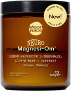 Moon Juice Neuro Magnesi-Om - Brain Support Supplement with Magnesium L-Threonate, Lion’s Mane, L-Theanine & Caffeine - Magnesium Powder for Focus & Memory - Lemon, 3.2 oz, 30 Servings