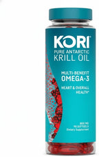 Kori Krill Antarctic Krill Oil Omega 3 Supplement, EPA & DHA, Superior Absorption vs Fish-Oil, 800 mg, 90 softgels