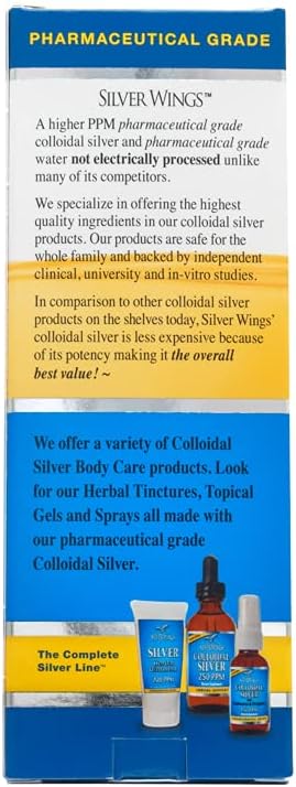 Natural Path Silver Wings Colloidal Silver 500ppm Immune Support Supplement 4 fl. oz. Dropper,(Pack of 2)