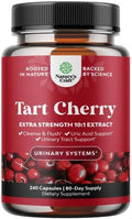 Natures Craft Extra Strength Tart Cherry Capsules - Tart Cherry Extract Capsules for Uric Acid Cleanse for Kidney Support - Fruit Extract Supplement for Urinary Tract Health & Joint Support - 240 Ct