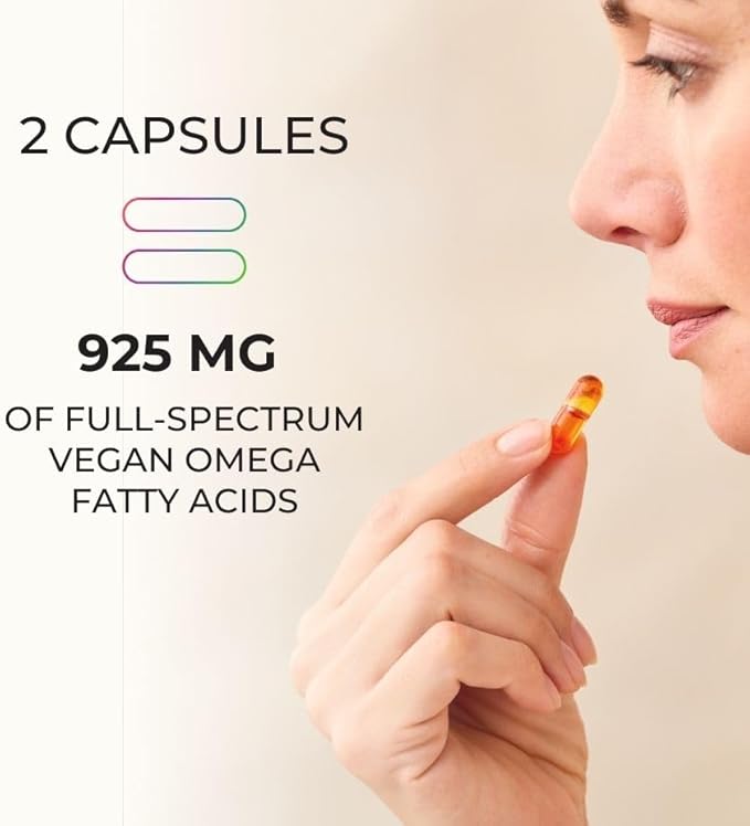 Juice Plus+ Omega Blend Capsules - Plant-Based Omega-3, 5, 6, 7, & 9 Sourced from Algae & Seeds - DHA & EPA Formula Supports Brain, Vision & Heart Health - Fish Oil Alternative - 60 Vegan Servings