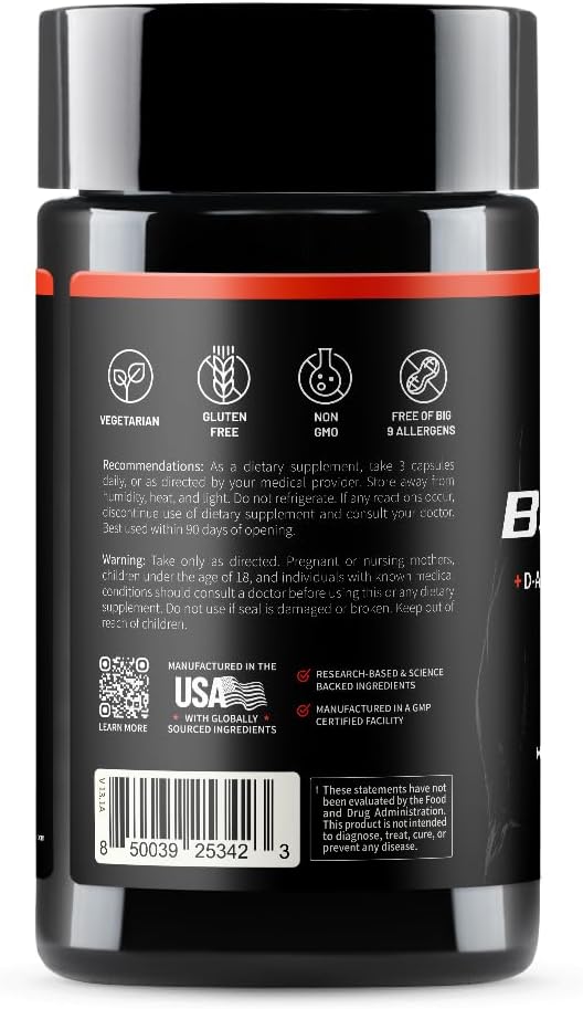 Snap Supplements Testosterone Booster for Men - Promotes Muscle Growth, Booster for Men, Enhancing Natural Energy, Stamina and Strength, 90 Capsules (30 Servings, 1 Month Supply)