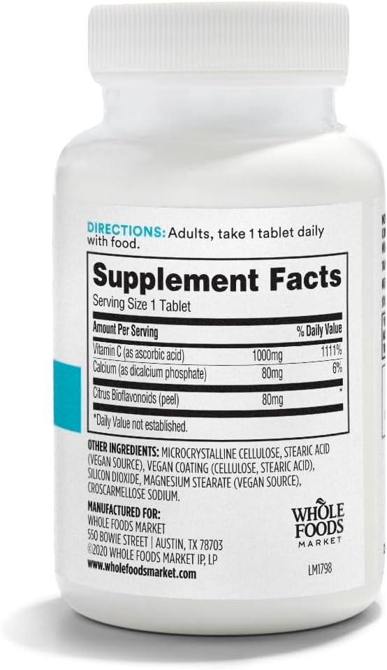 365 by Whole Foods Market, High Potency Vitamin C+, 80mg Citrus Bioflavonoids, Vegan, 100 Tablets