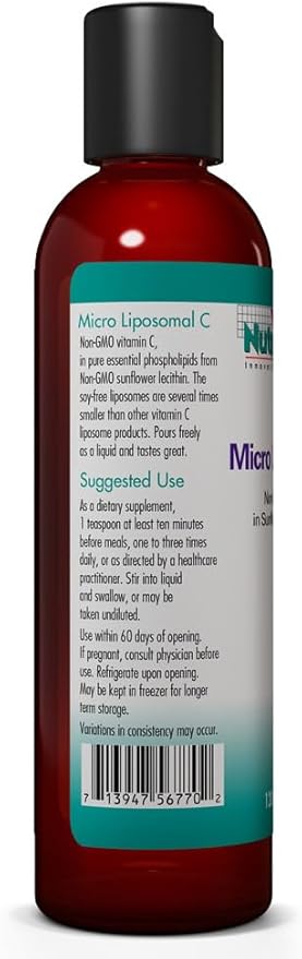 Allergy Research Group Nutricology Micro Liposomal C 1000mg Supplement - Liquid Vitamin C, Sunflower Phospholipids, Sodium Ascorbate, Organic, Bioavailable - 4 Fl Oz