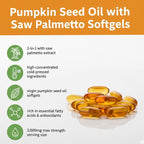 Pumpkin Seed Oil with Saw Palmetto – 3000mg Per Serving, 300 Softgels | Cold Pressed Virgin Oil | Supports Prostate, Bladder, Urinary & Hair Health | Non-GMO