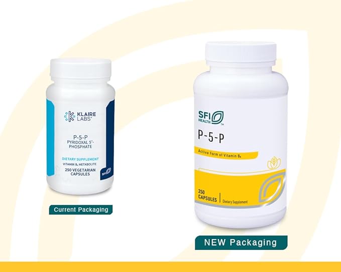 Klaire Labs SFI Health P-5-P - 30 Milligrams of Bioactive Vitamin B6 Pyridoxal-5-Phosphate for Metabolic & Liver Support, Hypoallergenic (100 Capsules)