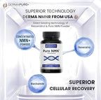 Dermapure NMN+ Supplement 4-in-1 – Support Youthful Skin, Longevity Anti-Aging, Reduces Fine Lines & Wrinkles, Supports NAD+ Levels, GMP Certified & FDA Registered – 60 Capsules (1 Pack)