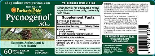 Puritan's Pride Pycnogenol 30 mg Tablets, 60 Count